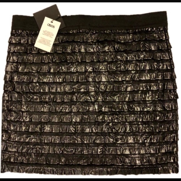 ASOS | matte metallic ruffle mini - Picture 1 of 6